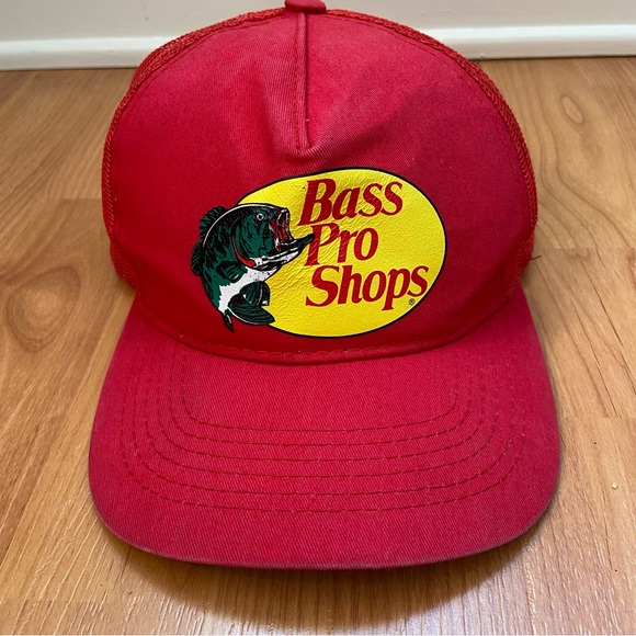 Bass Pro Shops Men’s Distressed Logo Red Snap Back Hat - Picture 2 of 11